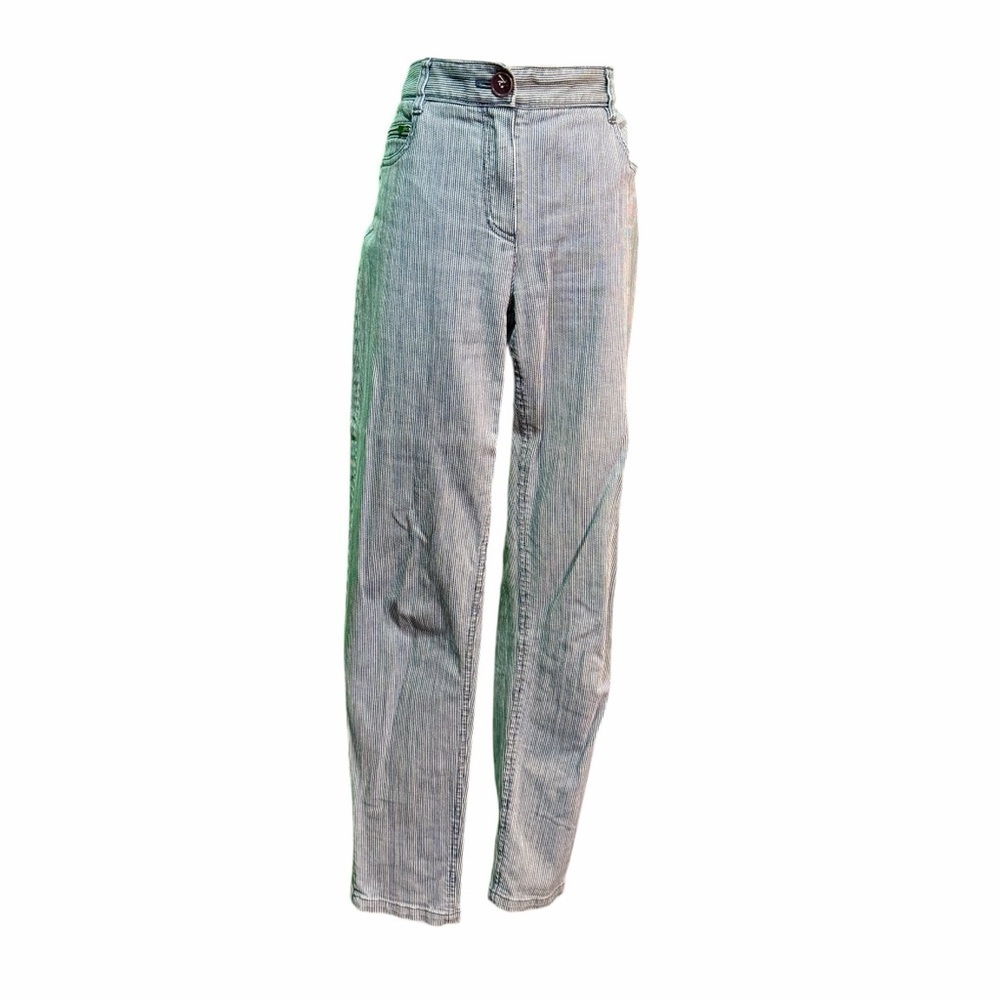 Theory ‘Laurice / Bretagne’ Blue & White Railroad Stripe Skinny Jeans Size 10